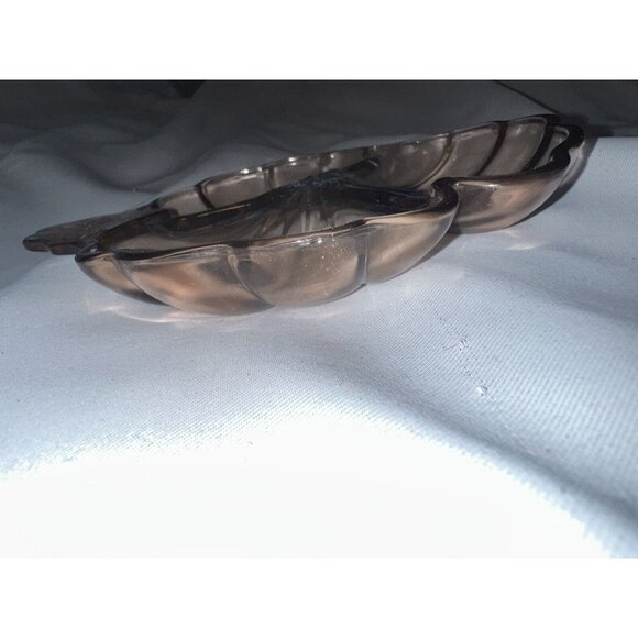 Vintage Jeannette Depression Glass Marigold Clover Leaf Candy Dish Divided Plate - Picture 6 of 7